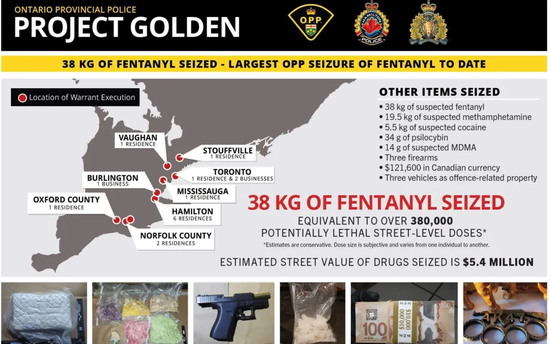Policía de Ontario incauta $5.5 millones de dolares en Fentanilo, suficiente “como para acabar con una ciudad de tamaño moderado”